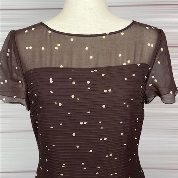 Kay Unger New York Long Dress Silk Chiffon Short Sleeves sz 10 - Picture 3 of 13